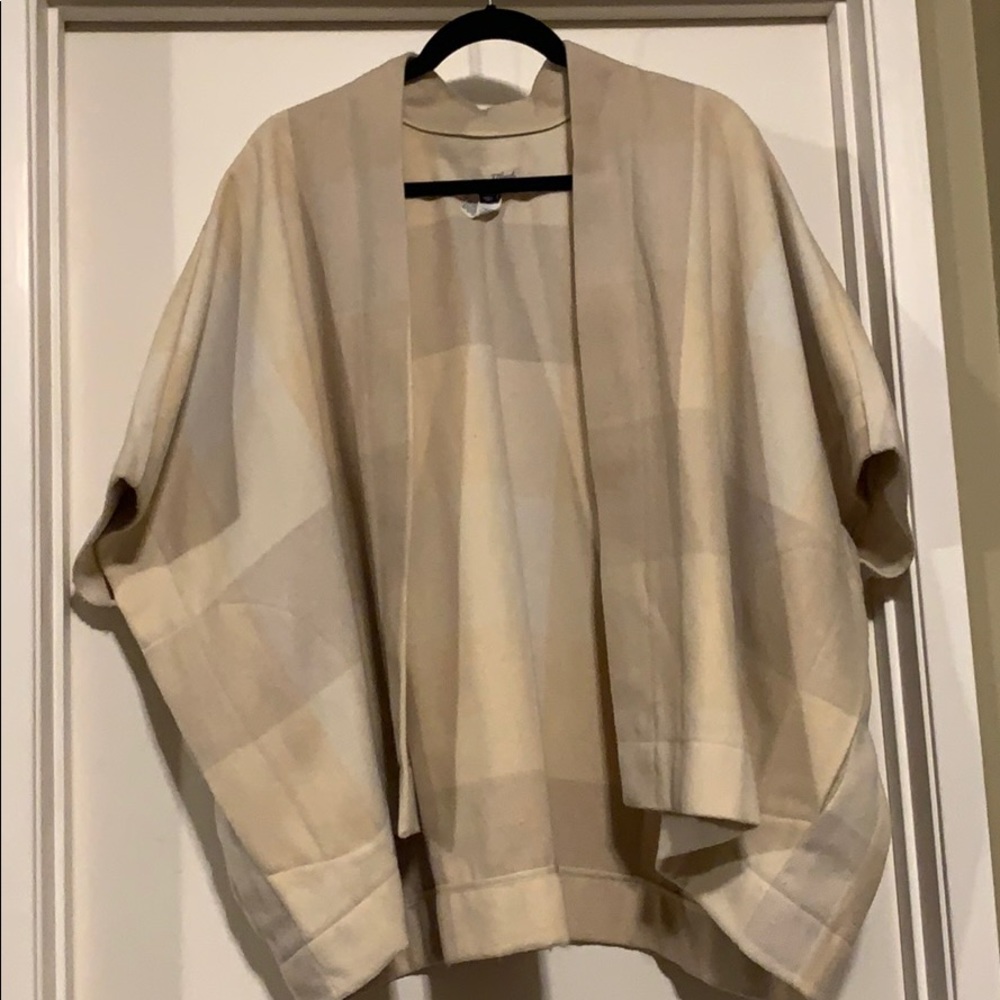Beige plaid pancho